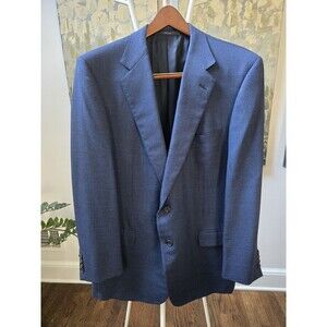 Ermenegildo Zegna Wool  Blue Coat Jacket Blazer Fine Worsted Super 100's Sz 46